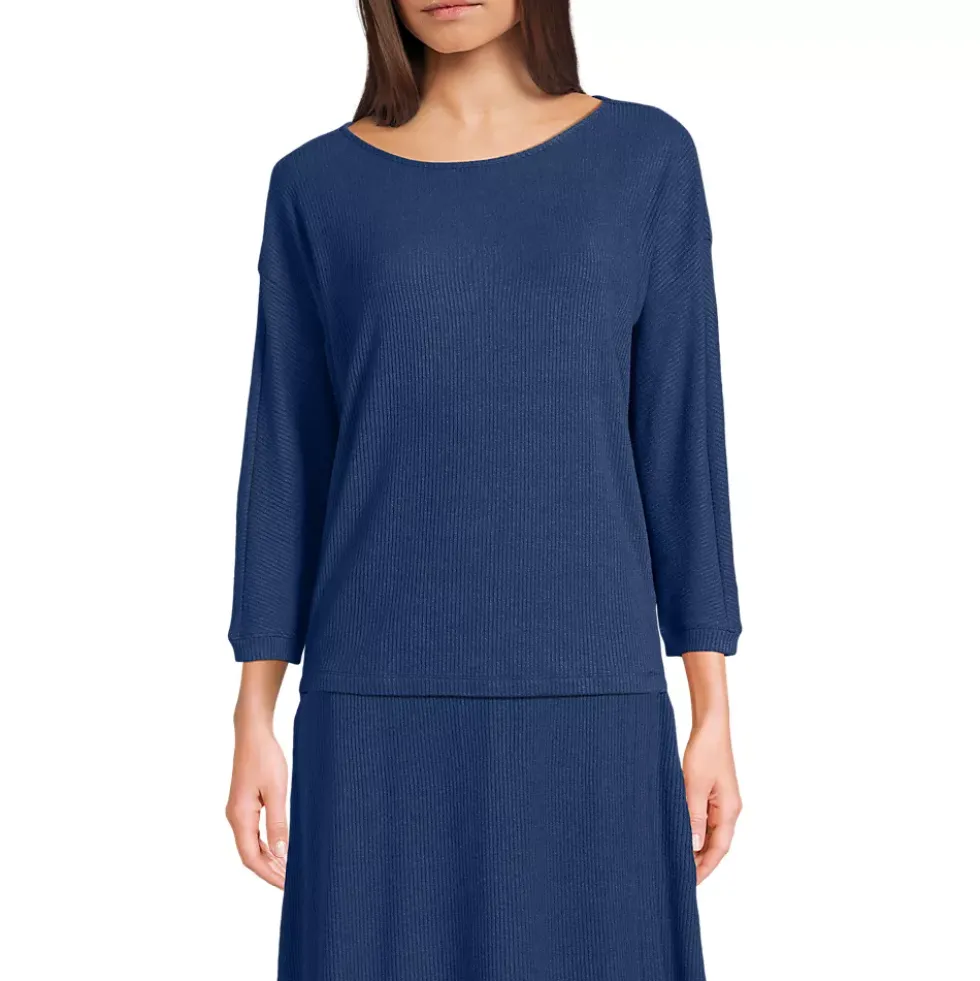 Women's 3/4 Sleeve Cozy Rib Dolman Top