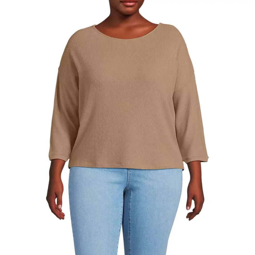 Women's 3/4 Sleeve Cozy Rib Dolman Top