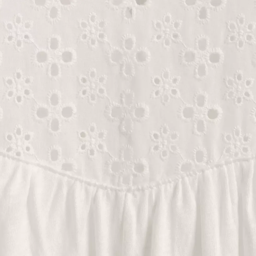 Women's 3/4 Sleeve Eyelet Mix Flowy Top