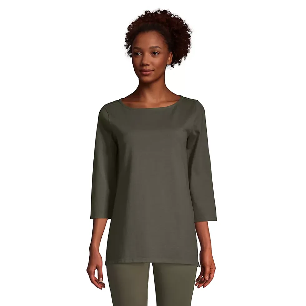Women's 3/4 Sleeve Heavyweight Jersey Boatneck Tunic