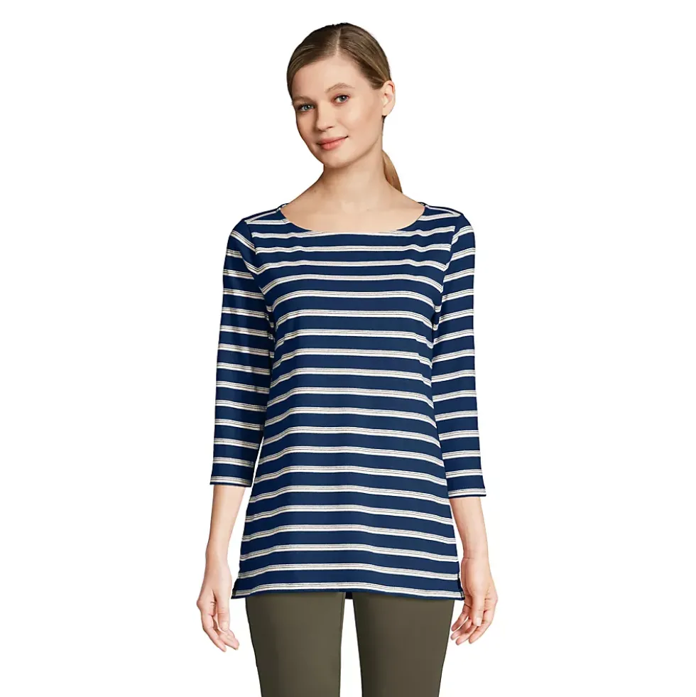 Women's 3/4 Sleeve Heavyweight Jersey Boatneck Tunic