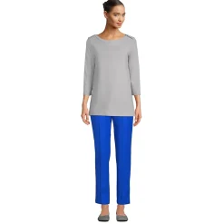 Women's 3/4 Sleeve Heavyweight Jersey Boatneck Button Back Tunic