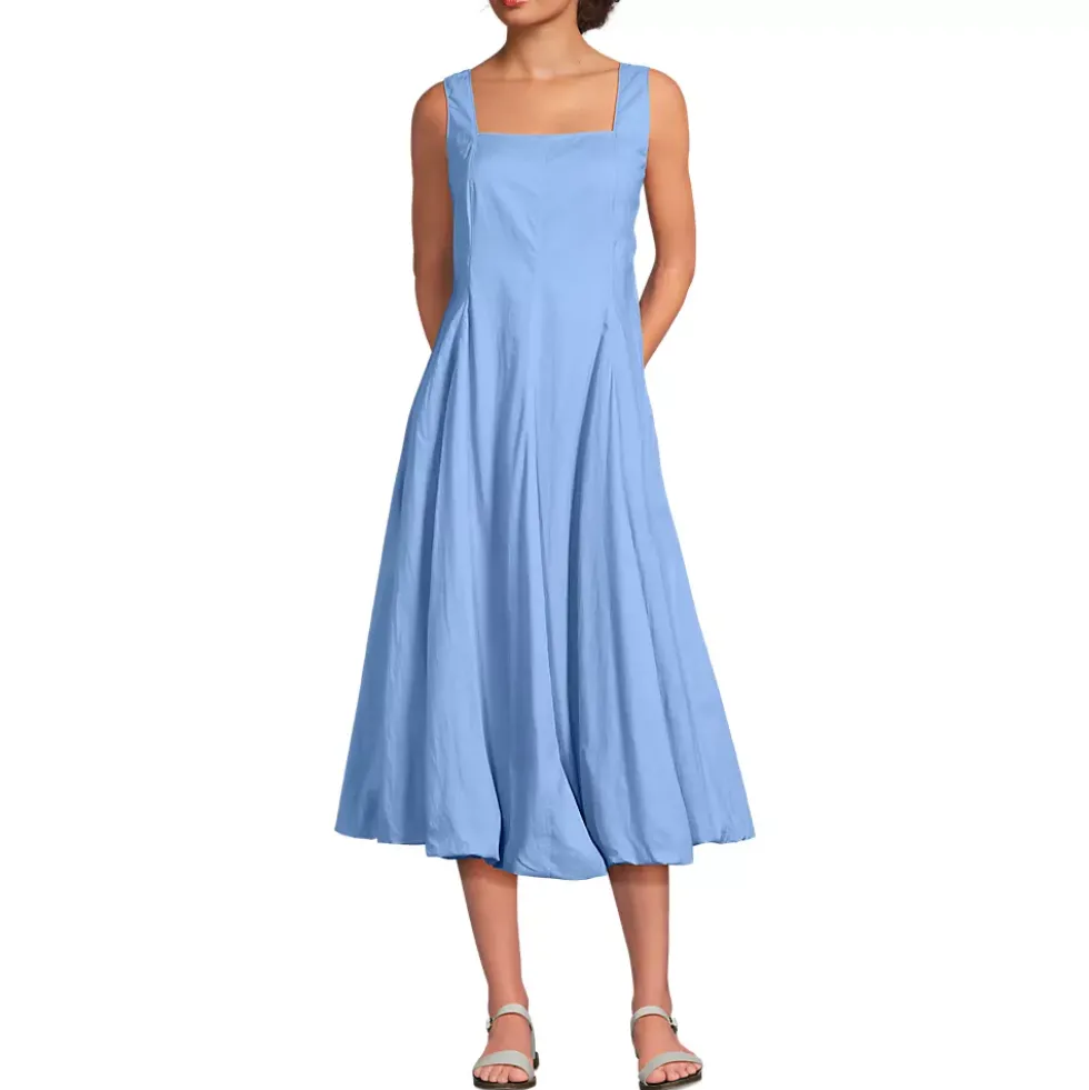 Women's Sleeveless Cambric Bubble Hem Midi Dress