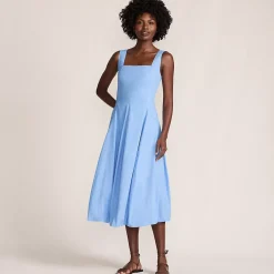 Women's Sleeveless Cambric Bubble Hem Midi Dress