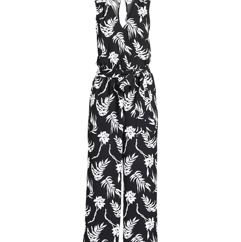 Women's Sleeveless Creaseless Wrap Jumpsuit with Smocked Waist