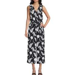 Women's Sleeveless Creaseless Wrap Jumpsuit with Smocked Waist