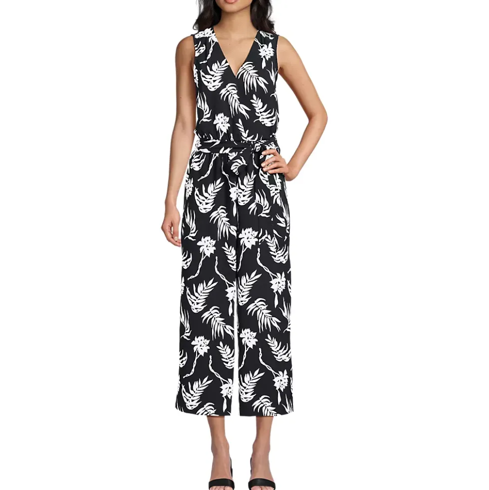 Women's Sleeveless Creaseless Wrap Jumpsuit with Smocked Waist