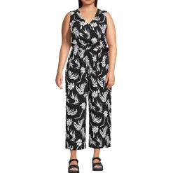 Women's Sleeveless Creaseless Wrap Jumpsuit with Smocked Waist
