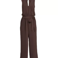 Women's Sleeveless Creaseless Wrap Jumpsuit with Smocked Waist