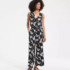 Women's Sleeveless Creaseless Wrap Jumpsuit with Smocked Waist
