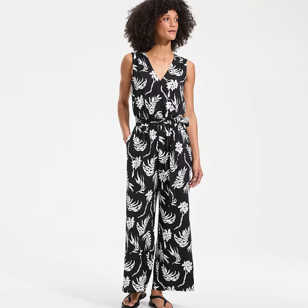 Women's Sleeveless Creaseless Wrap Jumpsuit with Smocked Waist