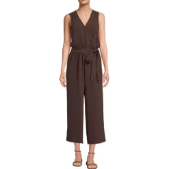 Women's Sleeveless Creaseless Wrap Jumpsuit with Smocked Waist