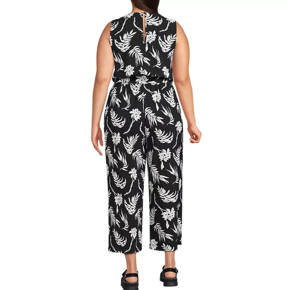 Women's Sleeveless Creaseless Wrap Jumpsuit with Smocked Waist