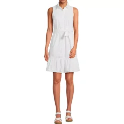 Women's Sleeveless Eyelet Shirt Dress