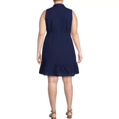 Women's Sleeveless Eyelet Shirt Dress