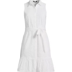 Women's Sleeveless Eyelet Shirt Dress