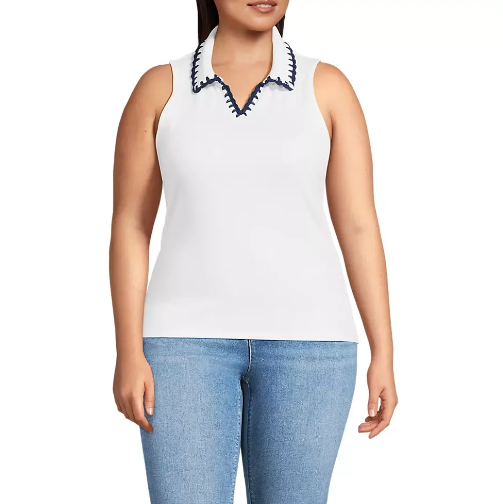 Women's Sleeveless Micro Rib Polo