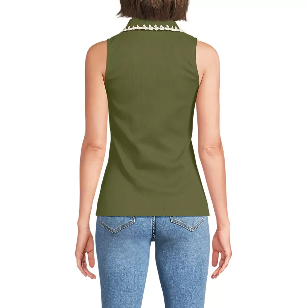 Women's Sleeveless Micro Rib Polo