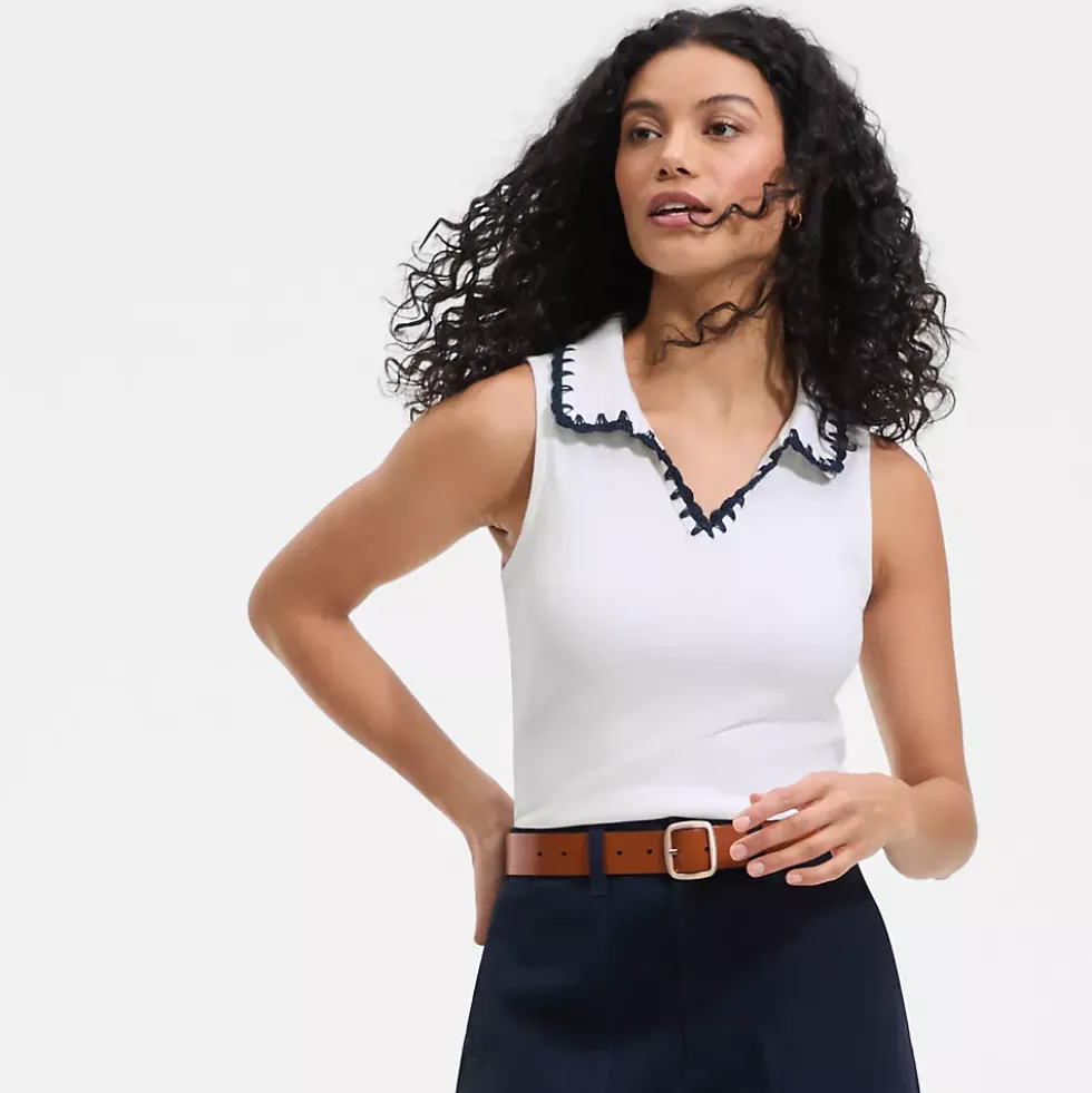 Women's Sleeveless Micro Rib Polo