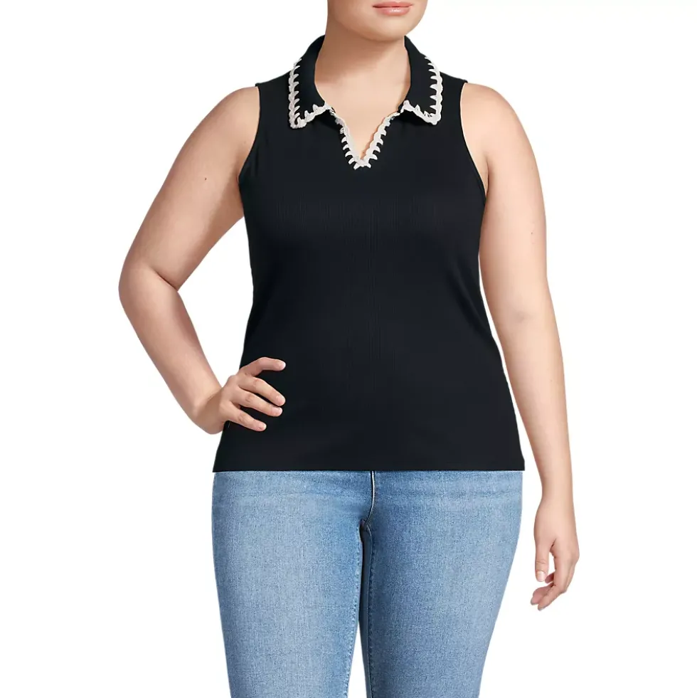 Women's Sleeveless Micro Rib Polo