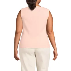 Women's Sleeveless Pointelle Rib Boat Neck Tank