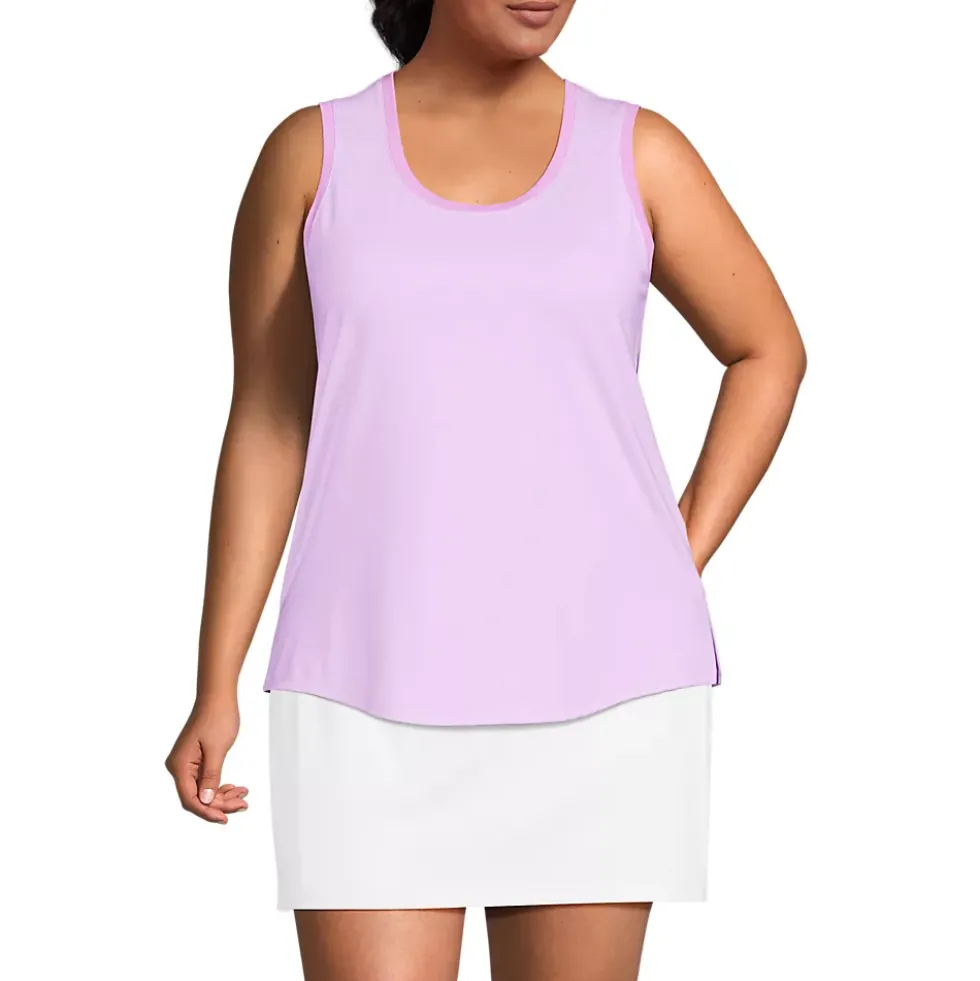 Women's Sleeveless Power Performance Scoop Neck Curved Hem Tunic Tank