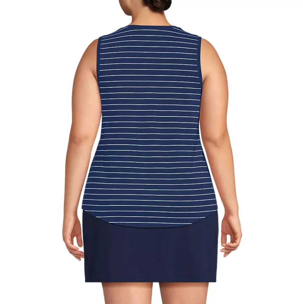 Women's Sleeveless Power Performance Scoop Neck Curved Hem Tunic Tank