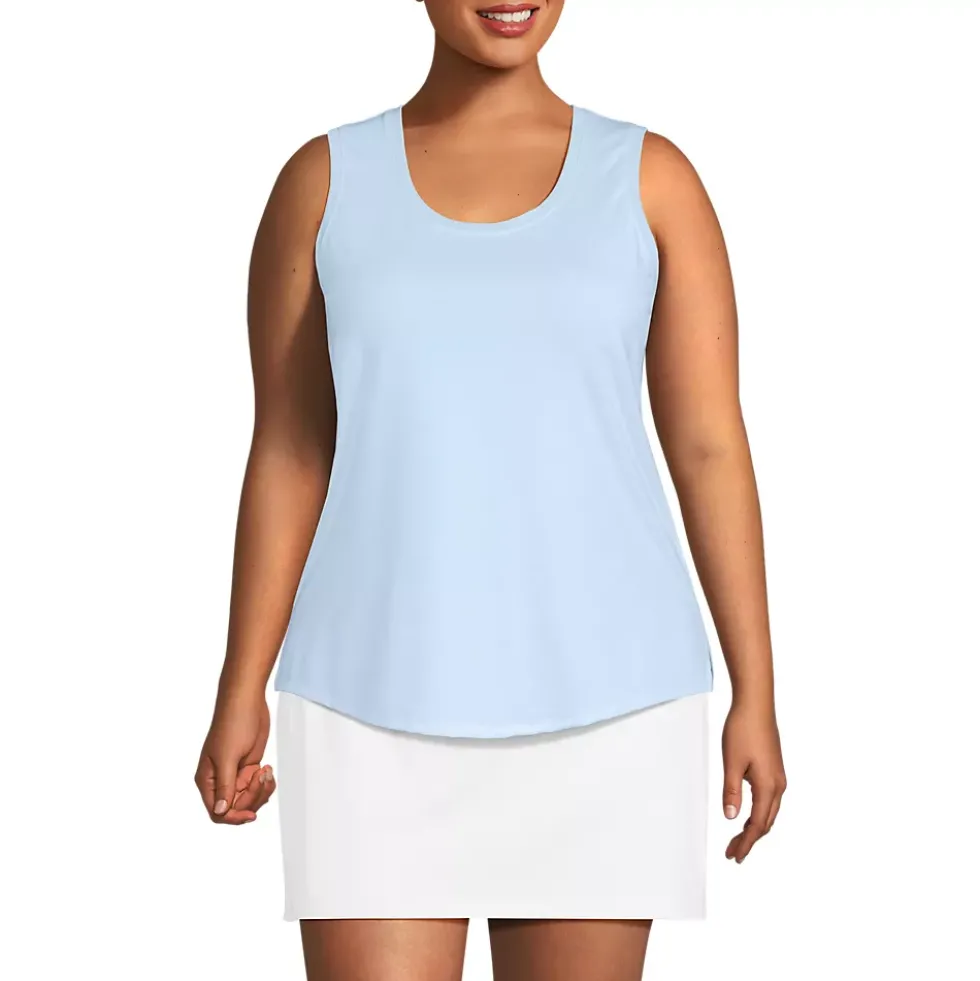 Women's Sleeveless Power Performance Scoop Neck Curved Hem Tunic Tank