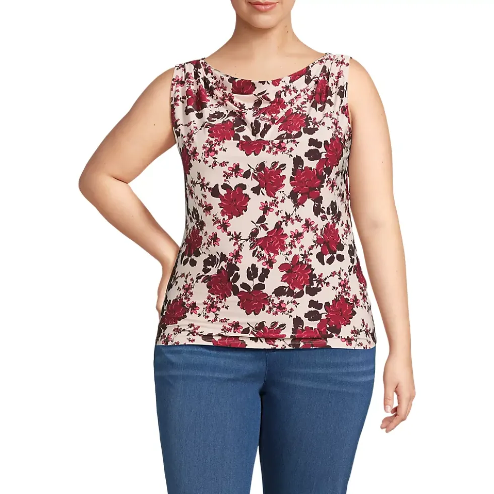 Women's Sleeveless Silky Knit Drape Front Top