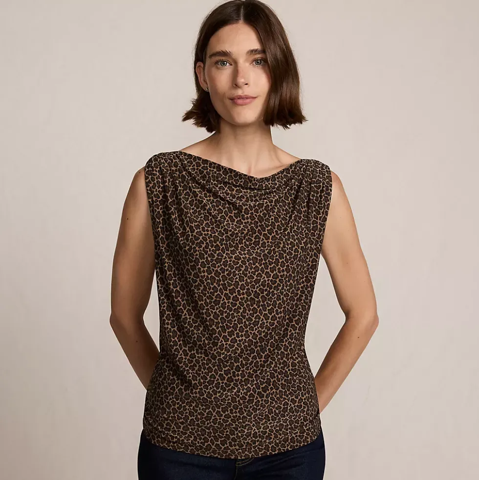 Women's Sleeveless Silky Knit Drape Front Top