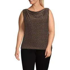Women's Sleeveless Silky Knit Drape Front Top