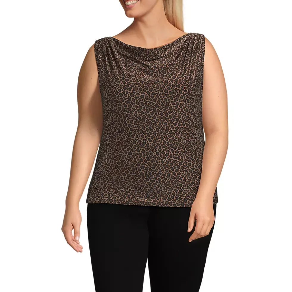 Women's Sleeveless Silky Knit Drape Front Top