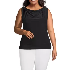 Women's Sleeveless Silky Knit Drape Front Top