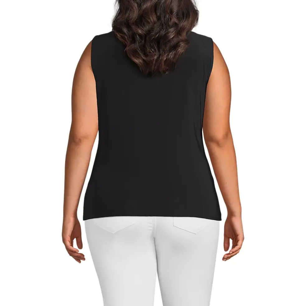 Women's Sleeveless Silky Knit Drape Front Top