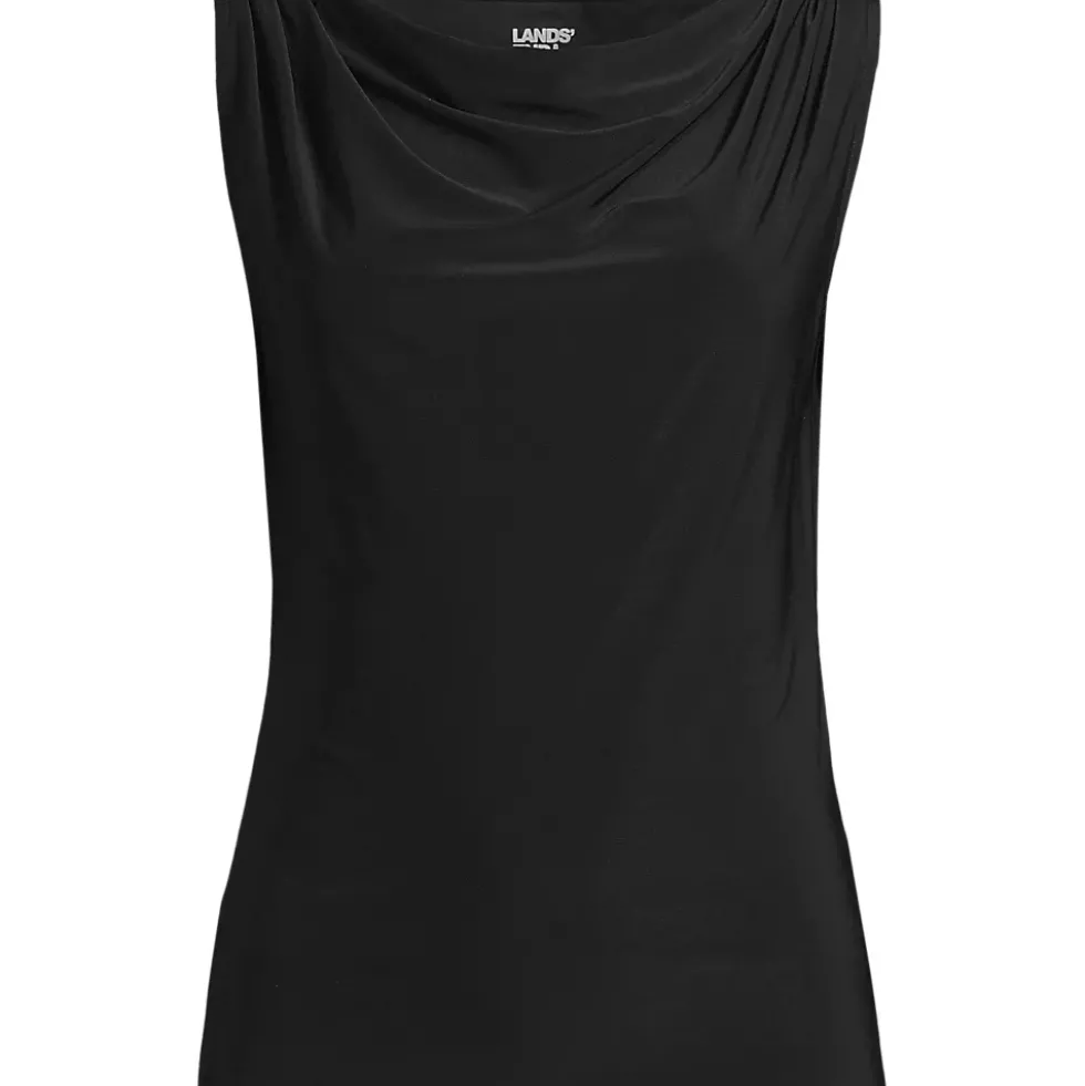 Women's Sleeveless Silky Knit Drape Front Top