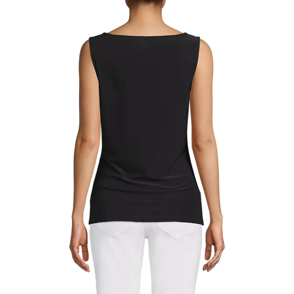 Women's Sleeveless Silky Knit Drape Front Top