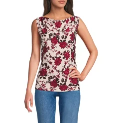 Women's Sleeveless Silky Knit Drape Front Top