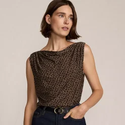 Women's Sleeveless Silky Knit Drape Front Top