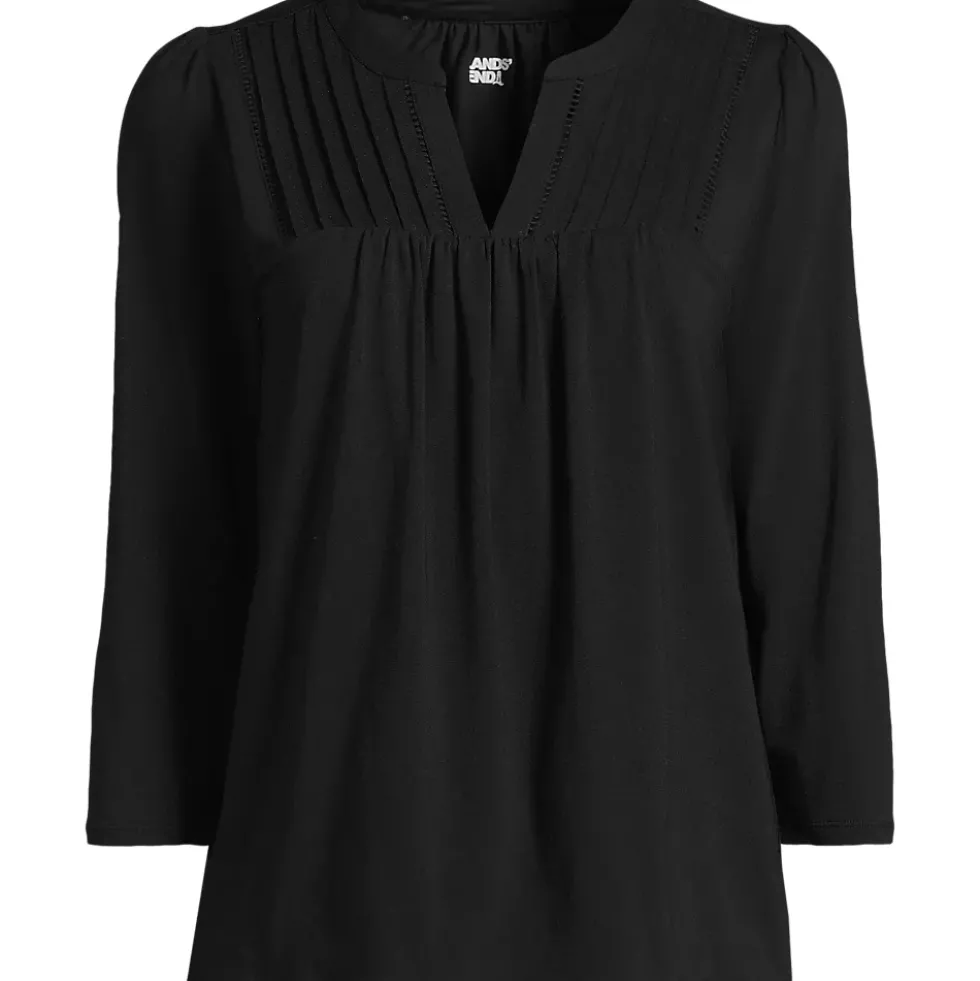 Women's 3/4 Sleeve Lightweight Jersey Lattice Detail Top