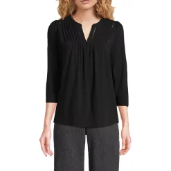 Women's 3/4 Sleeve Lightweight Jersey Lattice Detail Top