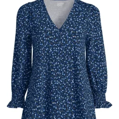 Women's 3/4 Sleeve Lightweight Jersey Button Front Top