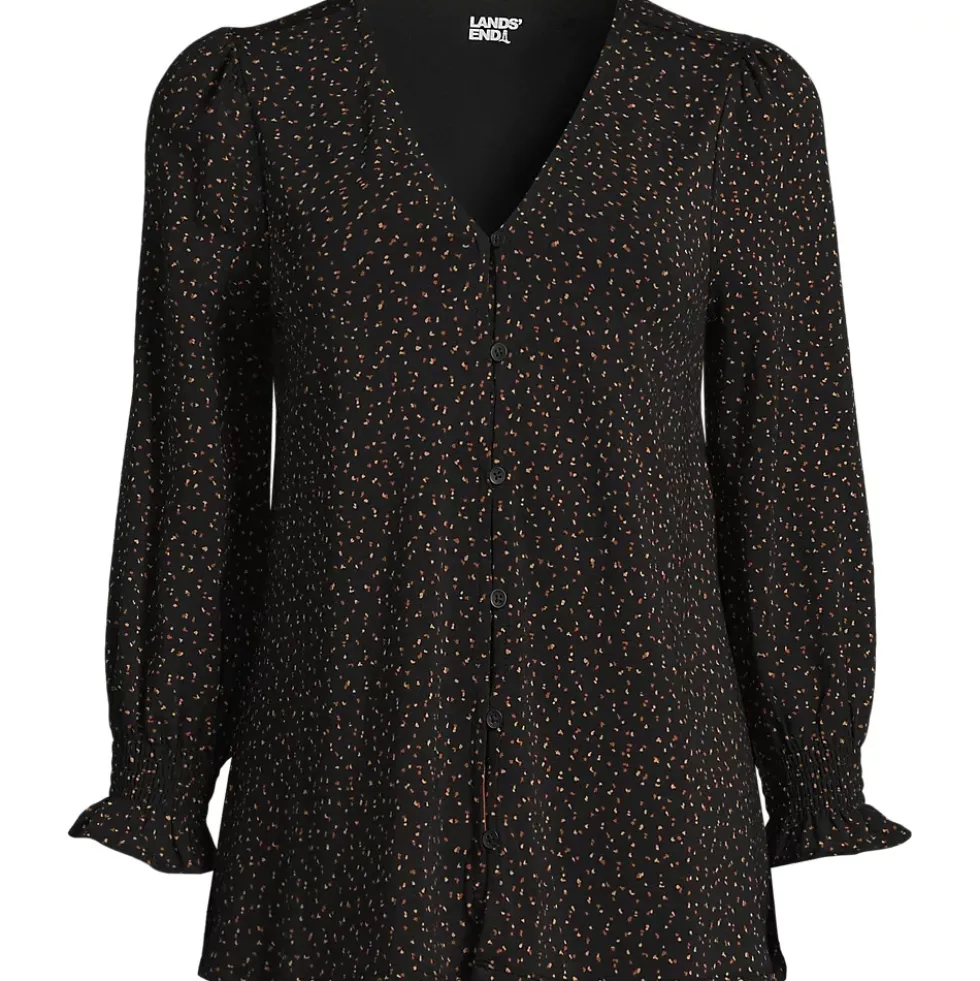 Women's 3/4 Sleeve Lightweight Jersey Button Front Top
