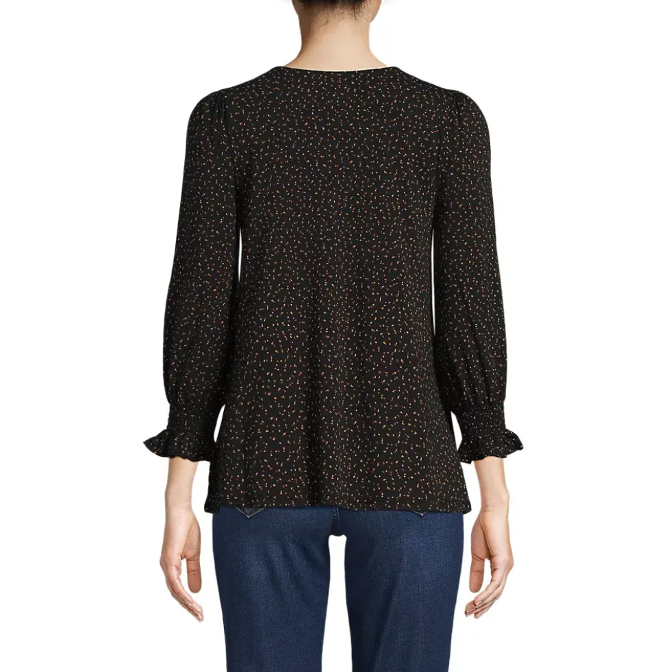 Women's 3/4 Sleeve Lightweight Jersey Button Front Top