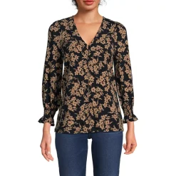Women's 3/4 Sleeve Lightweight Jersey Button Front Top