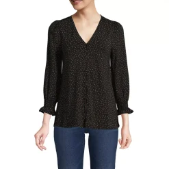 Women's 3/4 Sleeve Lightweight Jersey Button Front Top