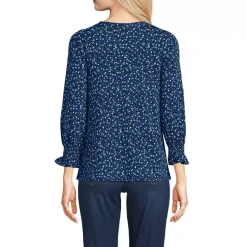 Women's 3/4 Sleeve Lightweight Jersey Button Front Top