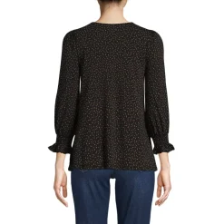 Women's 3/4 Sleeve Lightweight Jersey Button Front Top