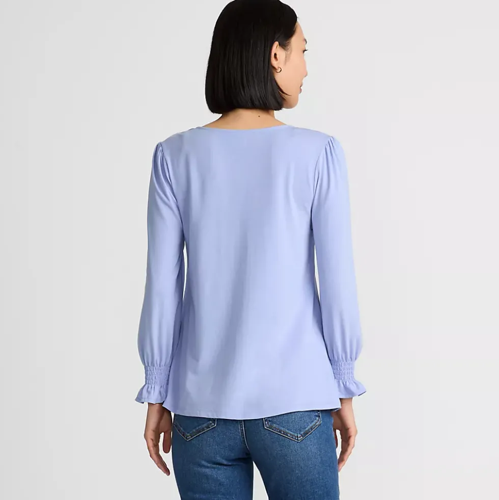 Women's 3/4 Sleeve Lightweight Jersey Button Front Top