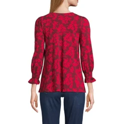 Women's 3/4 Sleeve Lightweight Jersey Button Front Top