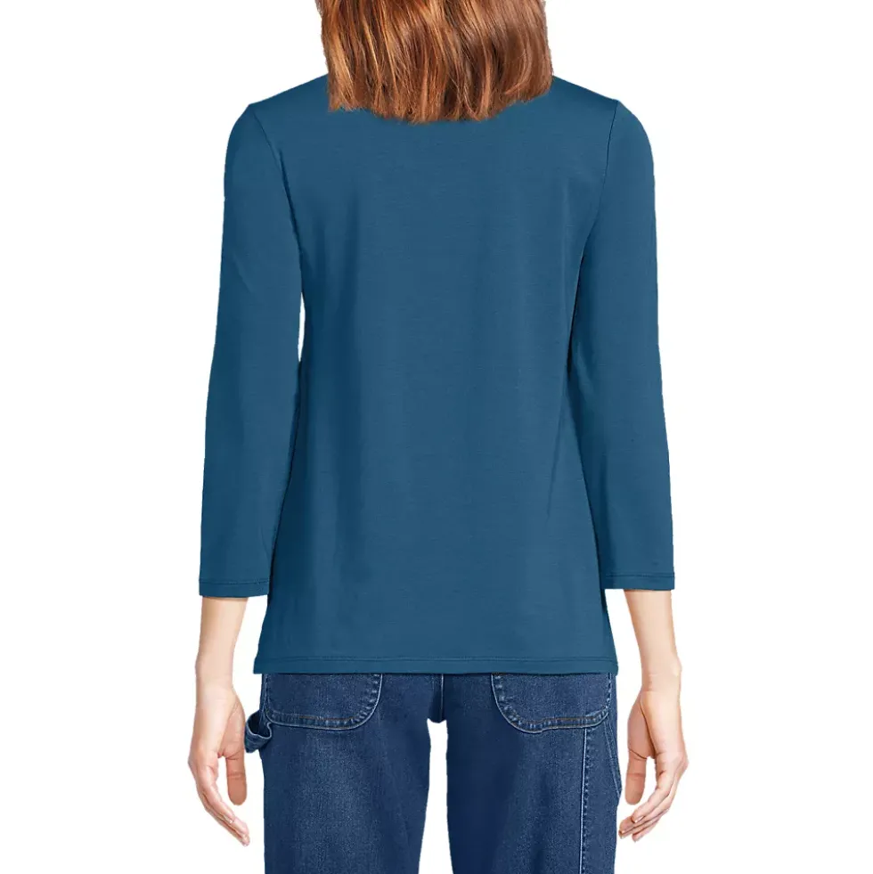Women's 3/4 Sleeve Light Weight Jersey V-neck Top